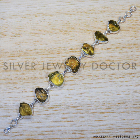 Green Amethyst 925 Sterling Silver Bracelet (SJWBR-249) Green Amethyst 925 Sterling Silver Bracelet (SJWBR-249)