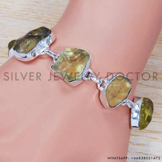 Green Amethyst 925 Sterling Silver Bracelet (SJWBR-249) Green Amethyst 925 Sterling Silver Bracelet (SJWBR-249)