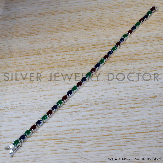 Ruby 925 Sterling Silver Bracelet (SJWBR-254)