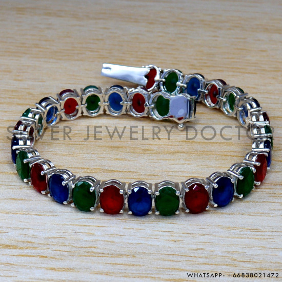 Sapphire 925 Sterling Silver Bracelet (SJWBR-258)