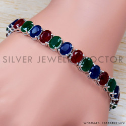 Sapphire 925 Sterling Silver Bracelet (SJWBR-258)