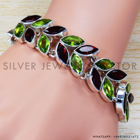Peridot 925 Sterling Silver Bracelet (SJWBR-261) Peridot 925 Sterling Silver Bracelet (SJWBR-261)