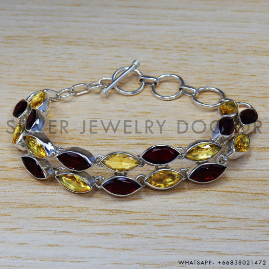 Citrine 925 Sterling Silver Bracelet (SJWBR-262) Citrine 925 Sterling Silver Bracelet (SJWBR-262)