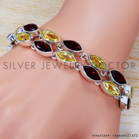Citrine 925 Sterling Silver Bracelet (SJWBR-262) Citrine 925 Sterling Silver Bracelet (SJWBR-262)