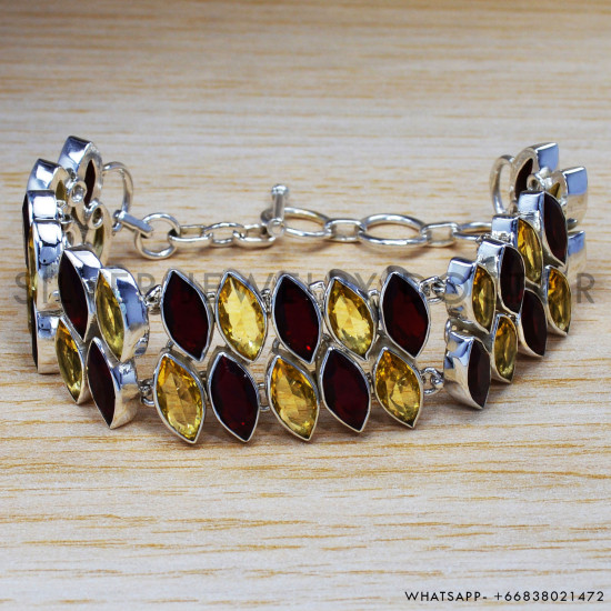 Citrine 925 Sterling Silver Bracelet (SJWBR-263) Citrine 925 Sterling Silver Bracelet (SJWBR-263)