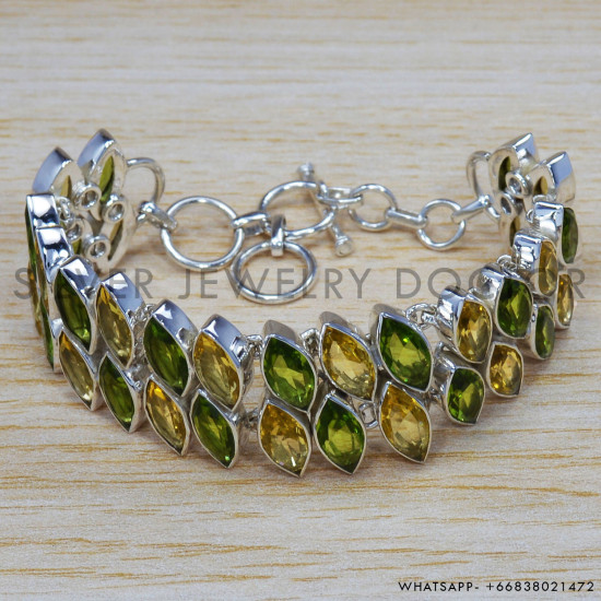 Peridot 925 Sterling Silver Bracelet (SJWBR-268)