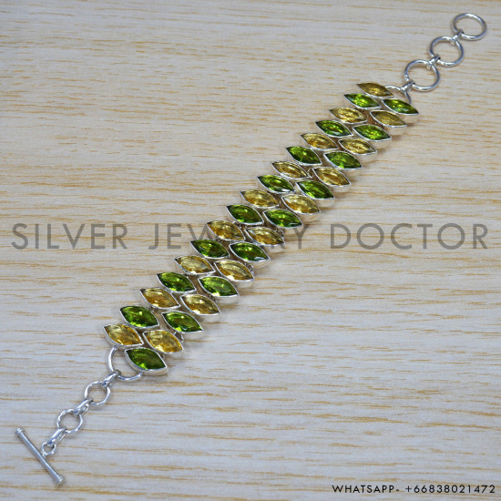 Peridot 925 Sterling Silver Bracelet (SJWBR-268)