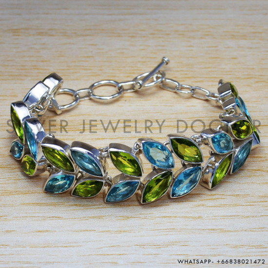 Blue Topaz 925 Sterling Silver Bracelet (SJWBR-269) Blue Topaz 925 Sterling Silver Bracelet (SJWBR-269)