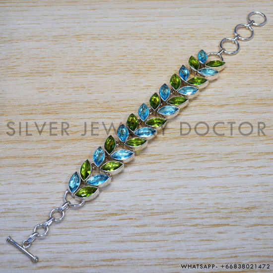 Blue Topaz 925 Sterling Silver Bracelet (SJWBR-269) Blue Topaz 925 Sterling Silver Bracelet (SJWBR-269)