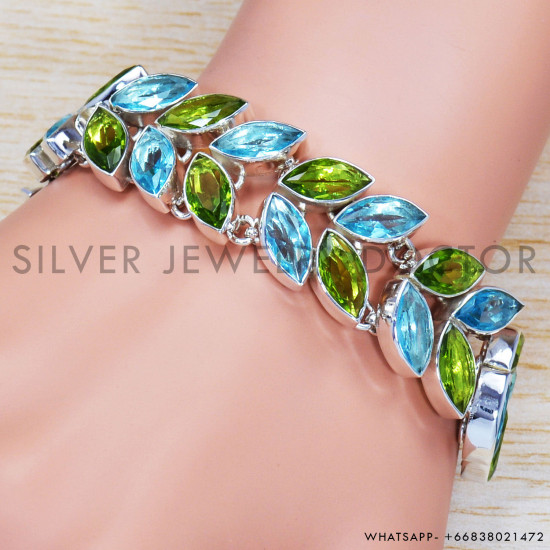 Blue Topaz 925 Sterling Silver Bracelet (SJWBR-269) Blue Topaz 925 Sterling Silver Bracelet (SJWBR-269)