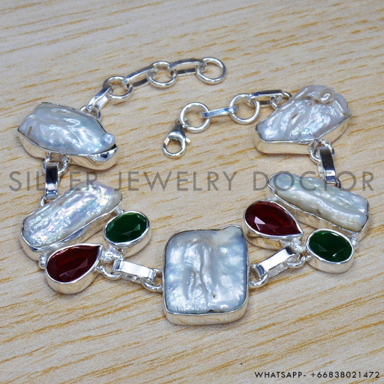 Emerald 925 Sterling Silver Bracelet (SJWBR-270) Emerald 925 Sterling Silver Bracelet (SJWBR-270)