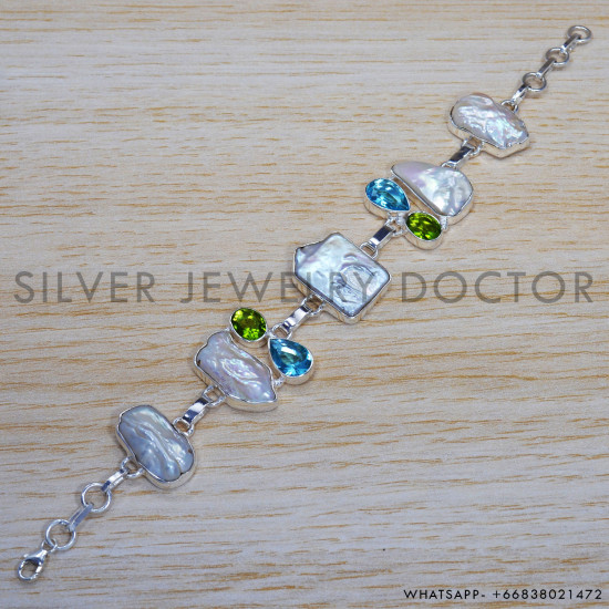 Peridot 925 Sterling Silver Bracelet (SJWBR-271) Peridot 925 Sterling Silver Bracelet (SJWBR-271)