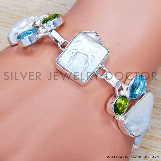 Peridot 925 Sterling Silver Bracelet (SJWBR-271) Peridot 925 Sterling Silver Bracelet (SJWBR-271)