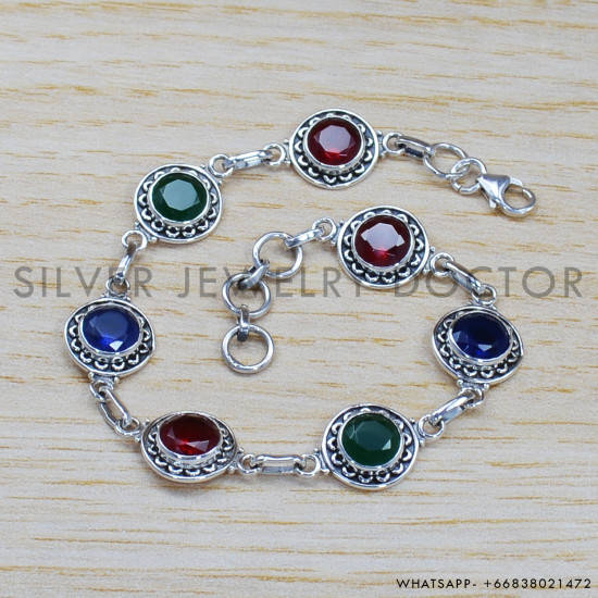 Emerald 925 Sterling Silver Bracelet (SJWBR-276) Emerald 925 Sterling Silver Bracelet (SJWBR-276)