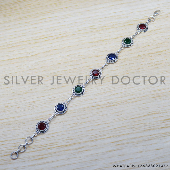 Emerald 925 Sterling Silver Bracelet (SJWBR-276) Emerald 925 Sterling Silver Bracelet (SJWBR-276)
