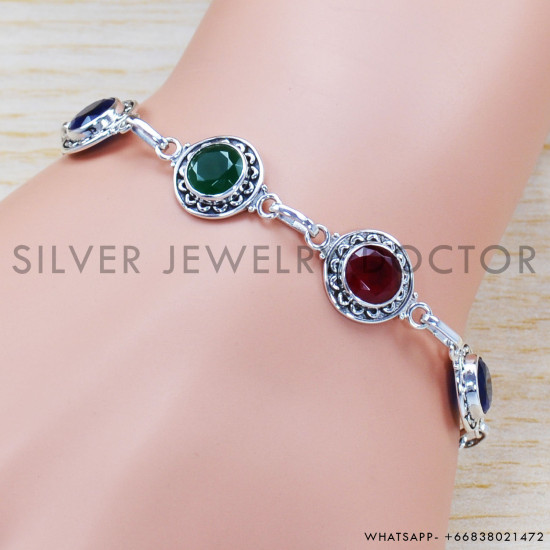 Emerald 925 Sterling Silver Bracelet (SJWBR-276) Emerald 925 Sterling Silver Bracelet (SJWBR-276)