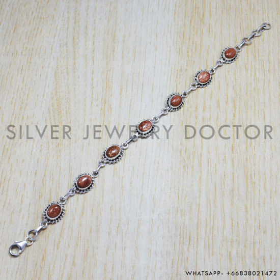 Aventurine 925 Sterling Silver Bracelet (SJWBR-28)