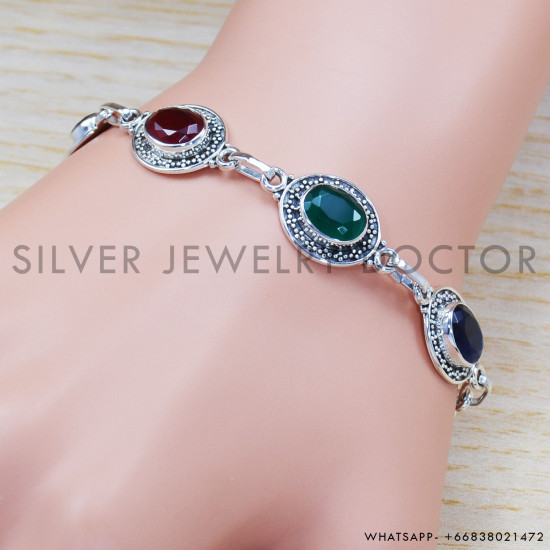 Sapphire 925 Sterling Silver Bracelet (SJWBR-281) Sapphire 925 Sterling Silver Bracelet (SJWBR-281)
