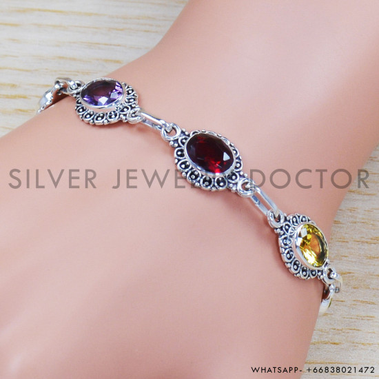 Amethyst 925 Sterling Silver Bracelet (SJWBR-282) Amethyst 925 Sterling Silver Bracelet (SJWBR-282)