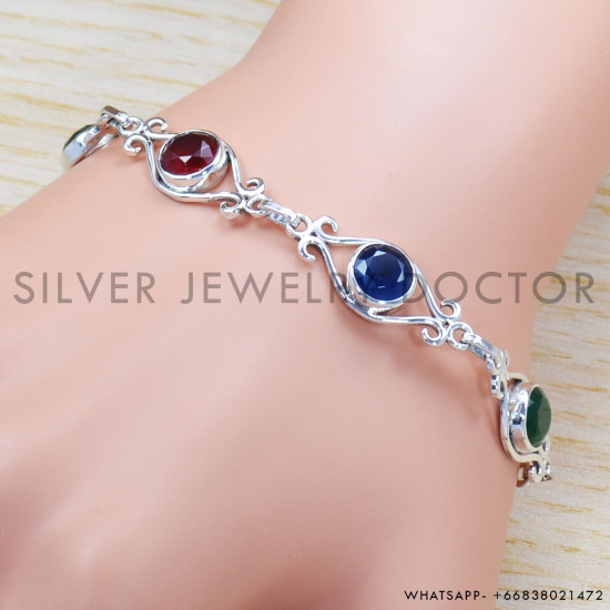Ruby 925 Sterling Silver Bracelet (SJWBR-283) Ruby 925 Sterling Silver Bracelet (SJWBR-283)