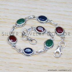 Emerald 925 Sterling Silver Bracelet (SJWBR-285)