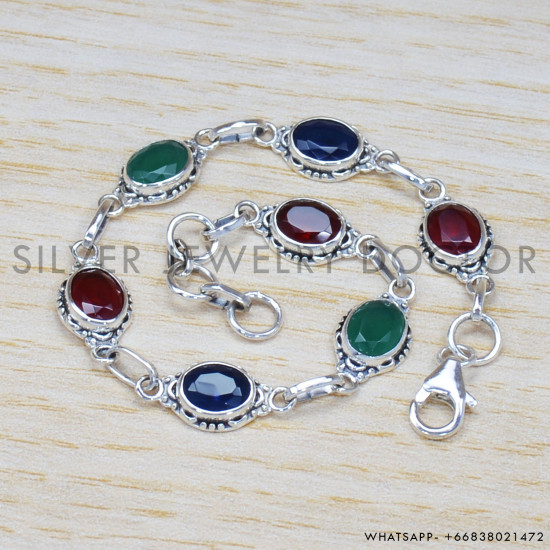 Emerald 925 Sterling Silver Bracelet (SJWBR-285) Emerald 925 Sterling Silver Bracelet (SJWBR-285)