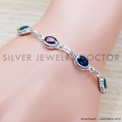Emerald 925 Sterling Silver Bracelet (SJWBR-285)