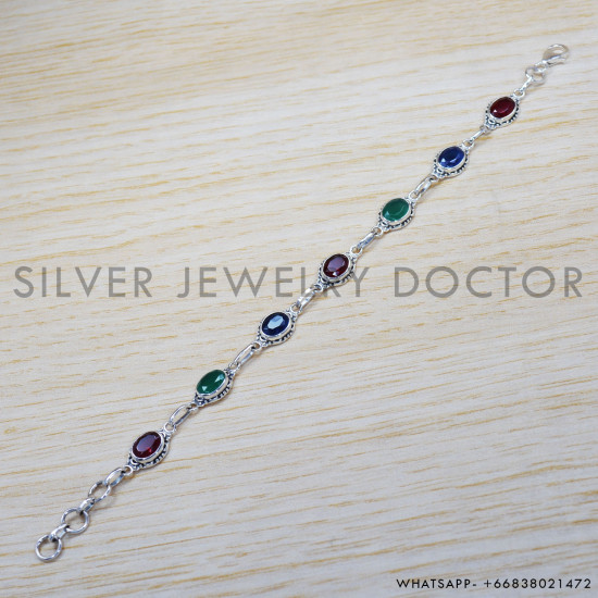 Emerald 925 Sterling Silver Bracelet (SJWBR-285) Emerald 925 Sterling Silver Bracelet (SJWBR-285)