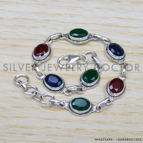 Emerald 925 Sterling Silver Bracelet (SJWBR-287)