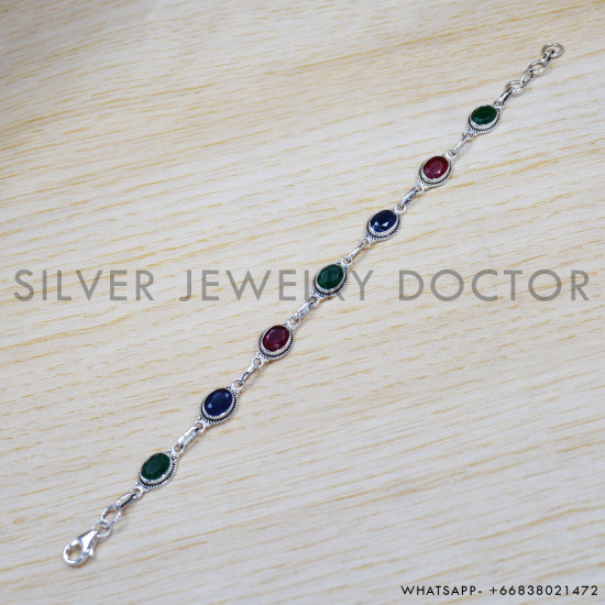 Emerald 925 Sterling Silver Bracelet (SJWBR-287)