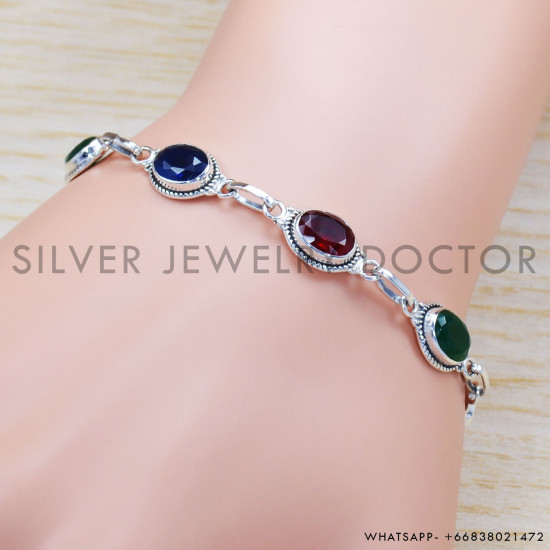 Emerald 925 Sterling Silver Bracelet (SJWBR-287)