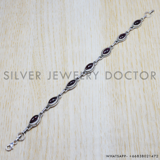 Garnet 925 Sterling Silver Bracelet (SJWBR-29)