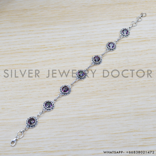 Mystic Topaz 925 Sterling Silver Bracelet (SJWBR-295) Mystic Topaz 925 Sterling Silver Bracelet (SJWBR-295)