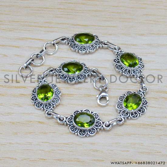 Peridot 925 Sterling Silver Bracelet (SJWBR-296) Peridot 925 Sterling Silver Bracelet (SJWBR-296)