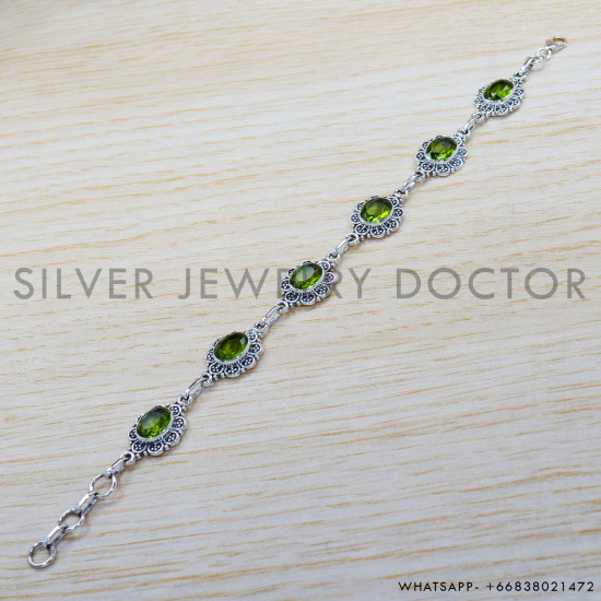 Peridot 925 Sterling Silver Bracelet (SJWBR-296) Peridot 925 Sterling Silver Bracelet (SJWBR-296)