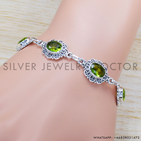 Peridot 925 Sterling Silver Bracelet (SJWBR-296) Peridot 925 Sterling Silver Bracelet (SJWBR-296)
