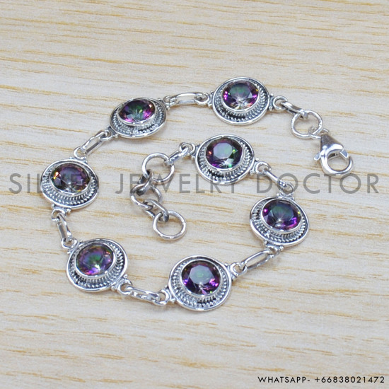 Mystic Topaz 925 Sterling Silver Bracelet (SJWBR-299) Mystic Topaz 925 Sterling Silver Bracelet (SJWBR-299)