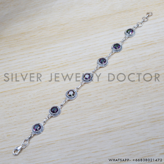 Mystic Topaz 925 Sterling Silver Bracelet (SJWBR-299) Mystic Topaz 925 Sterling Silver Bracelet (SJWBR-299)