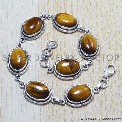 Tiger Eye 925 Sterling Silver Bracelet (SJWBR-3) Tiger Eye 925 Sterling Silver Bracelet (SJWBR-3)