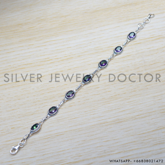 Mystic Topaz 925 Sterling Silver Bracelet (SJWBR-300) Mystic Topaz 925 Sterling Silver Bracelet (SJWBR-300)