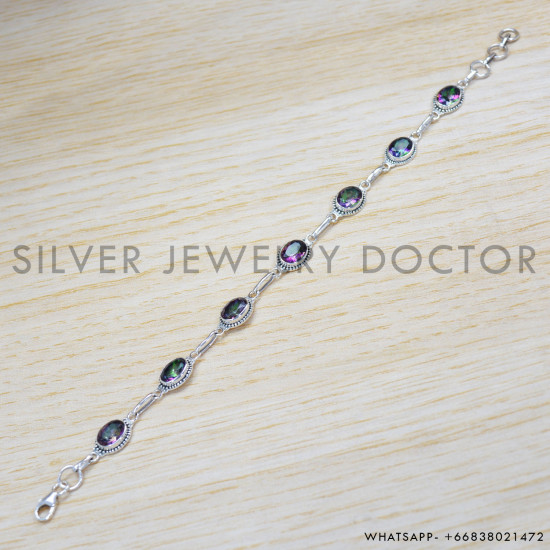 Mystic Topaz 925 Sterling Silver Bracelet (SJWBR-302) Mystic Topaz 925 Sterling Silver Bracelet (SJWBR-302)