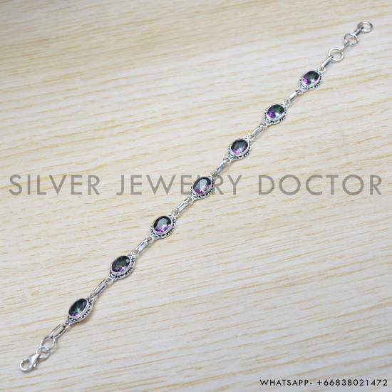 Mystic Topaz 925 Sterling Silver Bracelet (SJWBR-303) Mystic Topaz 925 Sterling Silver Bracelet (SJWBR-303)
