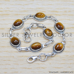 Tiger Eye 925 Sterling Silver Bracelet (SJWBR-307)