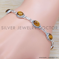 Tiger Eye 925 Sterling Silver Bracelet (SJWBR-307)