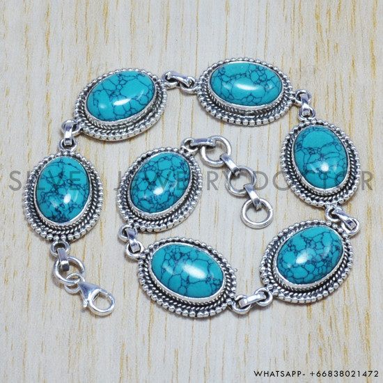 Turquoise 925 Sterling Silver Bracelet (SJWBR-31)
