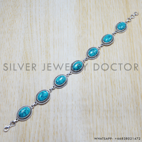 Turquoise 925 Sterling Silver Bracelet (SJWBR-31)