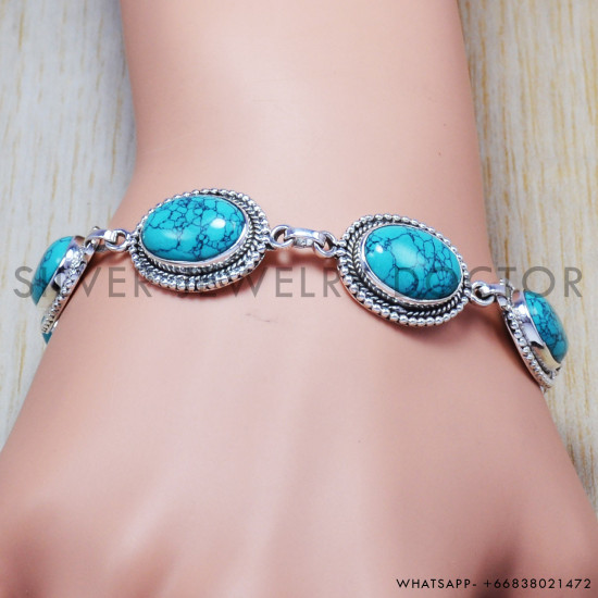 Turquoise 925 Sterling Silver Bracelet (SJWBR-31)