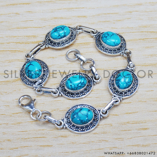 Turquoise 925 Sterling Silver Bracelet (SJWBR-311)