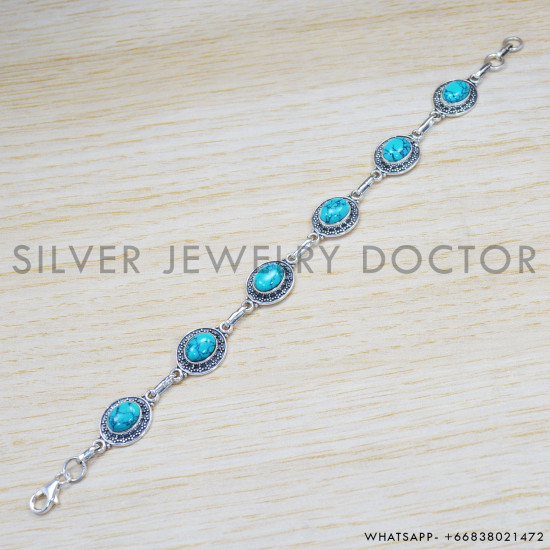 Turquoise 925 Sterling Silver Bracelet (SJWBR-311)