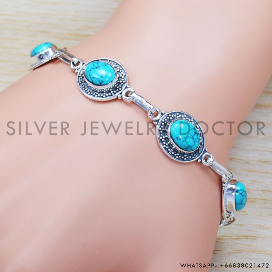 Turquoise 925 Sterling Silver Bracelet (SJWBR-311)